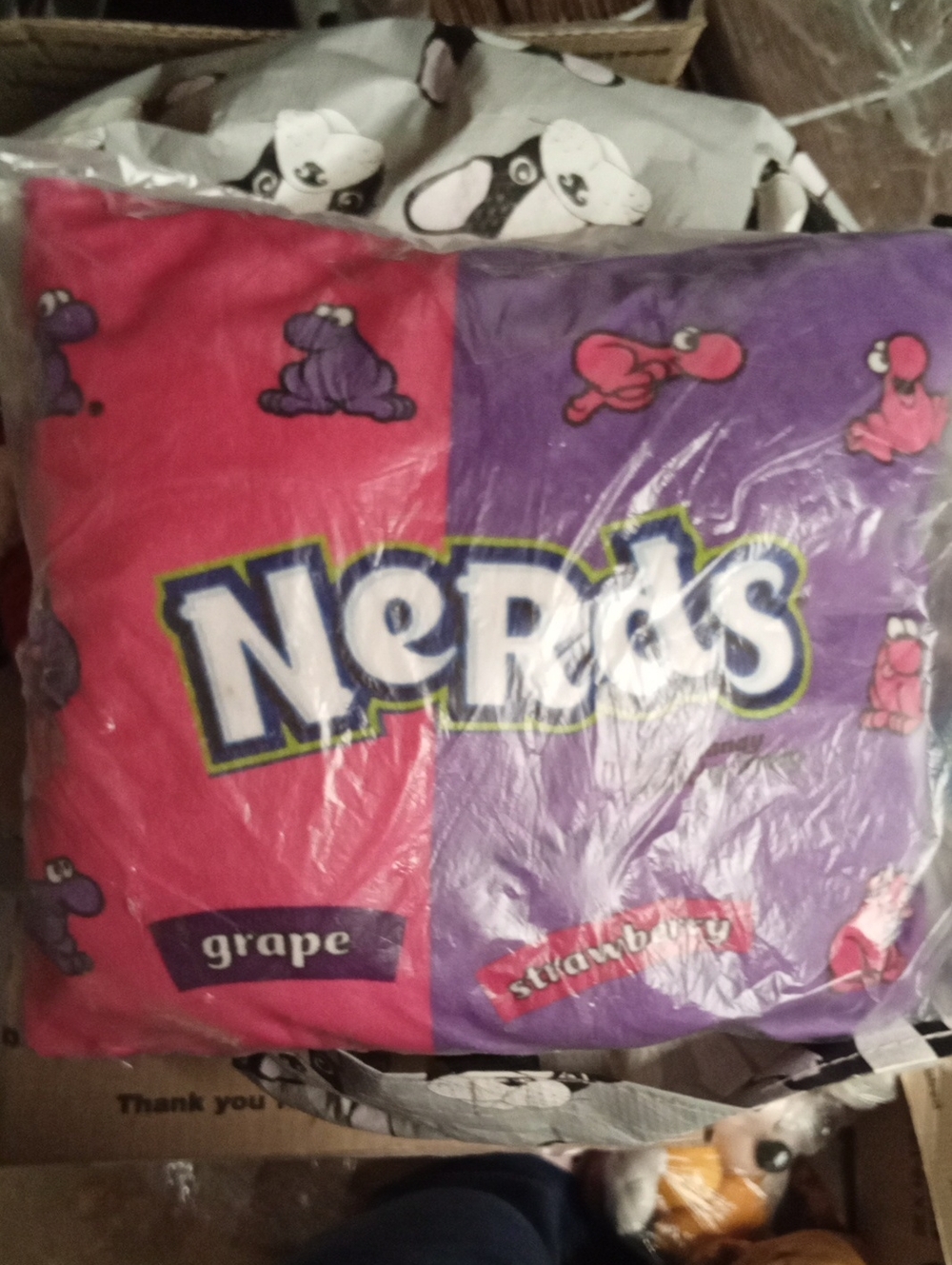 Nerds Candy Graphic Throw Pillow - Pink & Purple